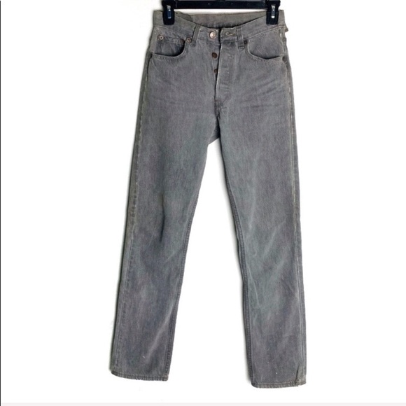 Vintage 1980’s LEVI’s 501 high waisted grey straight Jean’s button fly Sz 27 - Picture 2 of 8